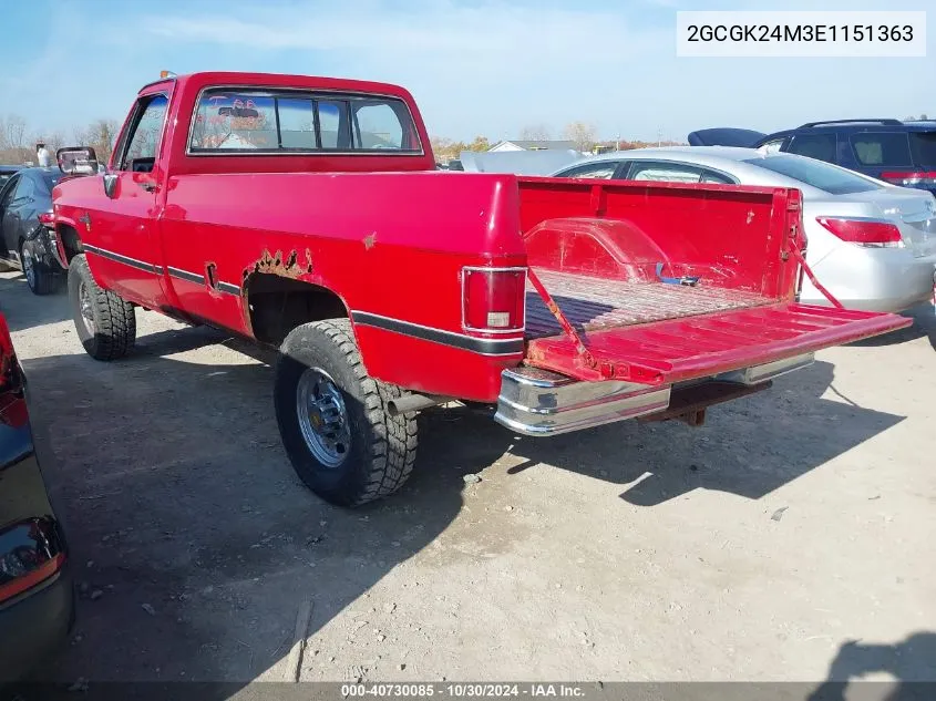 1984 Chevrolet K20 VIN: 2GCGK24M3E1151363 Lot: 40730085