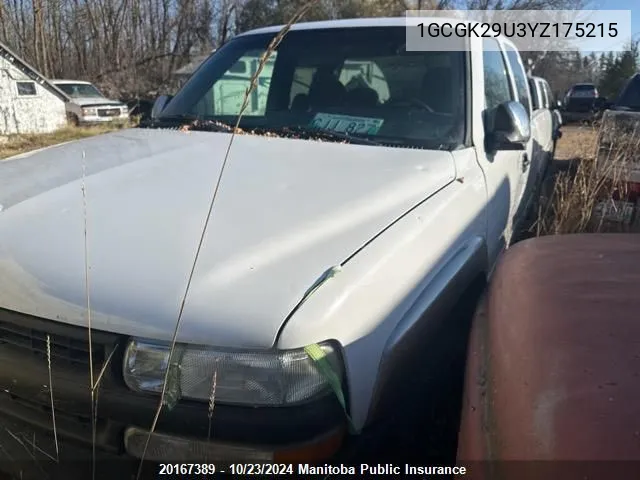 2000 Chevrolet Silverado 2500 Ext Cab VIN: 1GCGK29U3YZ175215 Lot: 20167389