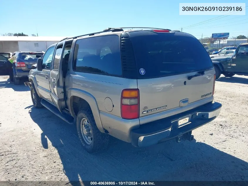 2001 Chevrolet Suburban 2500 Lt VIN: 3GNGK26G91G239186 Lot: 40636905