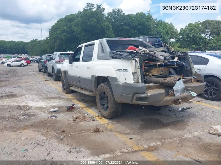 2002 Chevrolet Avalanche 2500 VIN: 3GNGK23G72G174182 Lot: 39904100