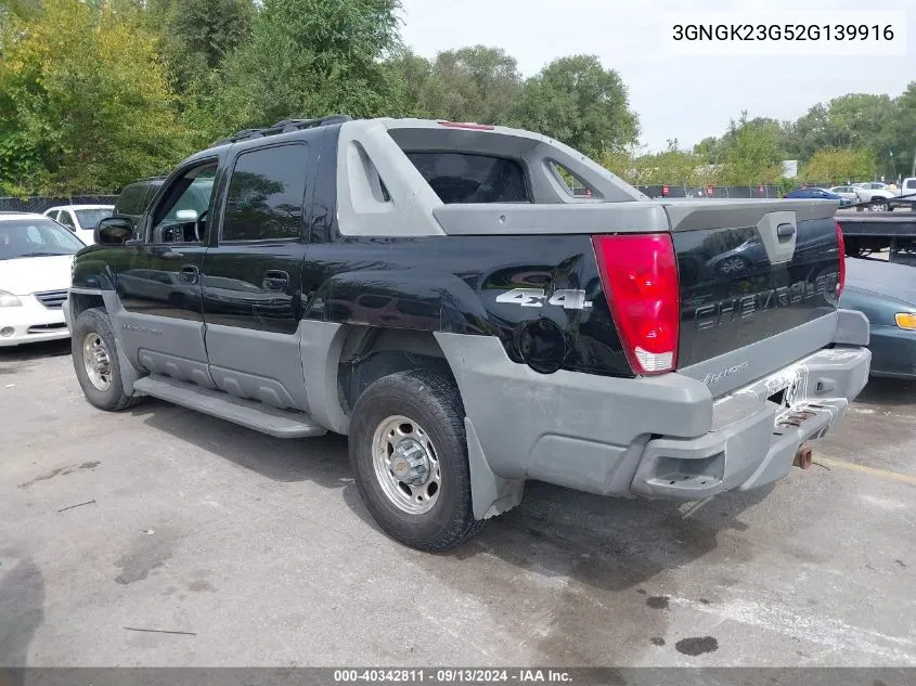 2002 Chevrolet Avalanche 2500 VIN: 3GNGK23G52G139916 Lot: 40342811