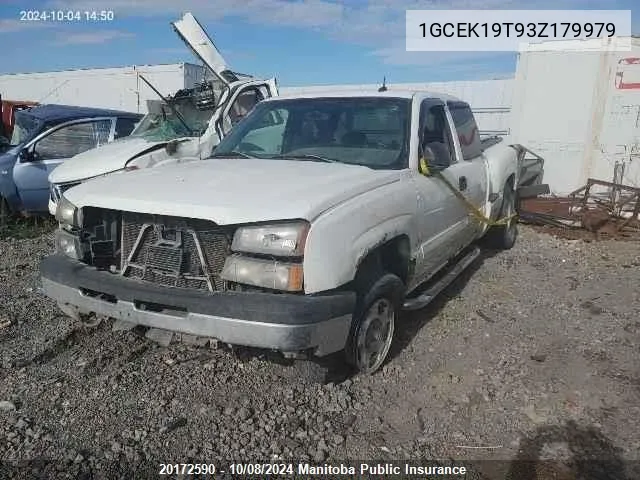 2003 Chevrolet Silverado 1500 Ext Cab VIN: 1GCEK19T93Z179979 Lot: 20172590