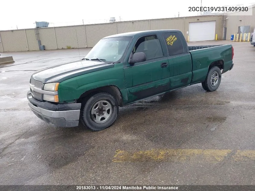 2003 Chevrolet Silverado 1500 Ext Cab VIN: 2GCEC19V331409930 Lot: 20183013