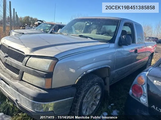 2005 Chevrolet Silverado 1500 Ls Ext Cab VIN: 2GCEK19B451385858 Lot: 20171419