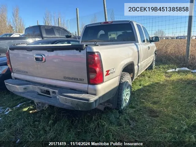 2005 Chevrolet Silverado 1500 Ls Ext Cab VIN: 2GCEK19B451385858 Lot: 20171419