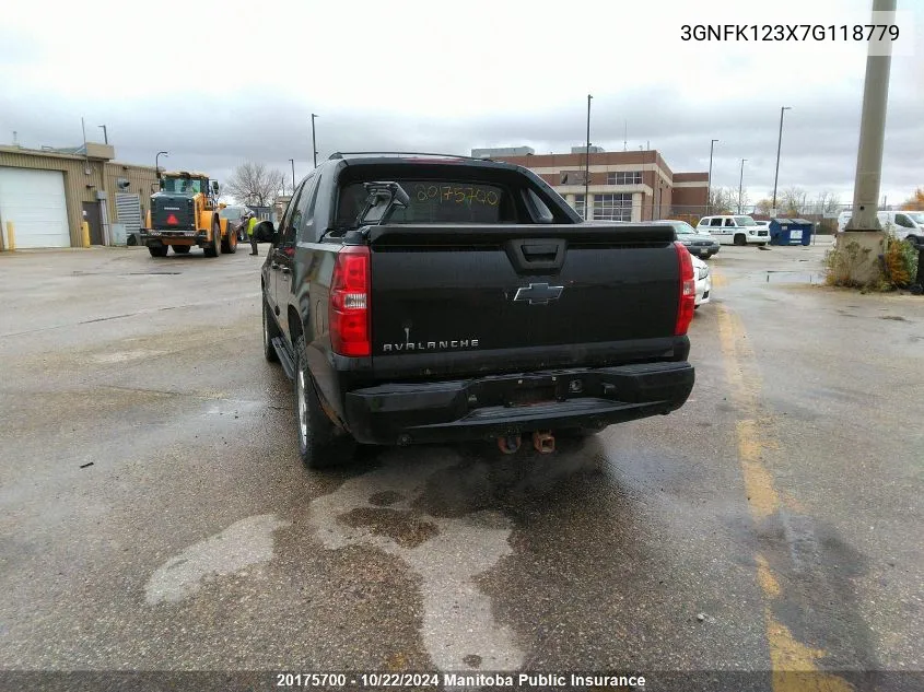 2007 Chevrolet Avalanche 1500 Ls VIN: 3GNFK123X7G118779 Lot: 20175700