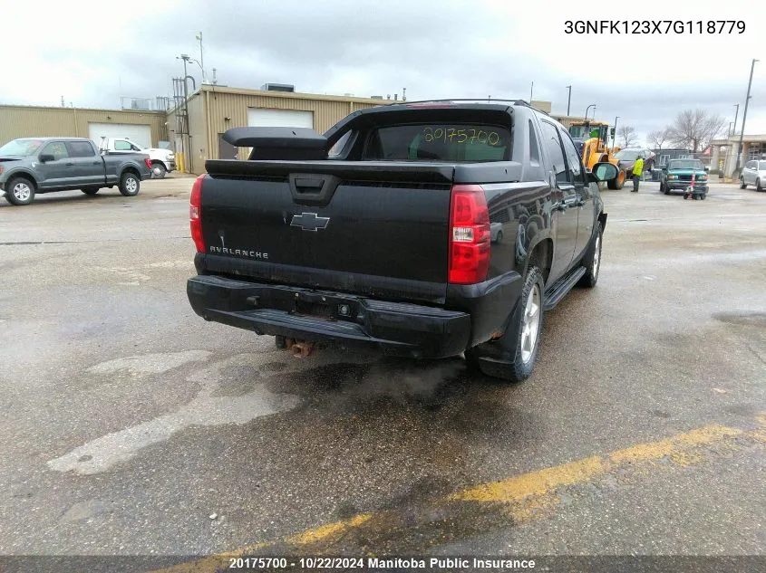 2007 Chevrolet Avalanche 1500 Ls VIN: 3GNFK123X7G118779 Lot: 20175700