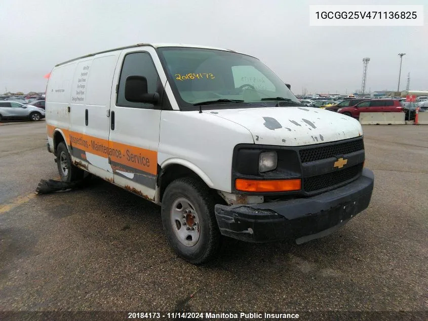 2007 Chevrolet Express 2500 Cargo Van VIN: 1GCGG25V471136825 Lot: 20184173