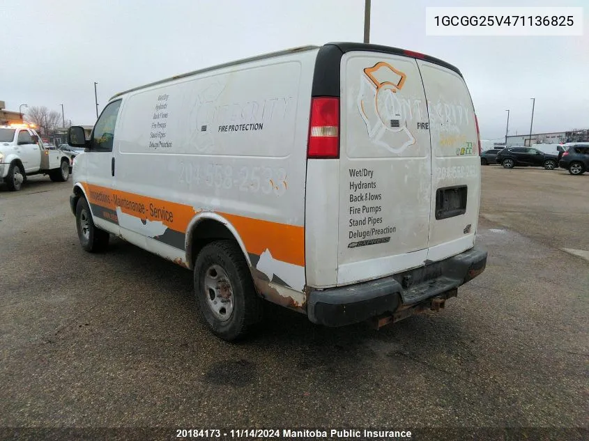 2007 Chevrolet Express 2500 Cargo Van VIN: 1GCGG25V471136825 Lot: 20184173