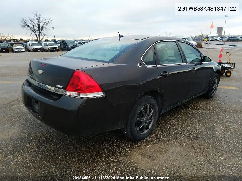 2008 Chevrolet Impala Ls V6 VIN: 2G1WB58K481347122 Lot: 20184405