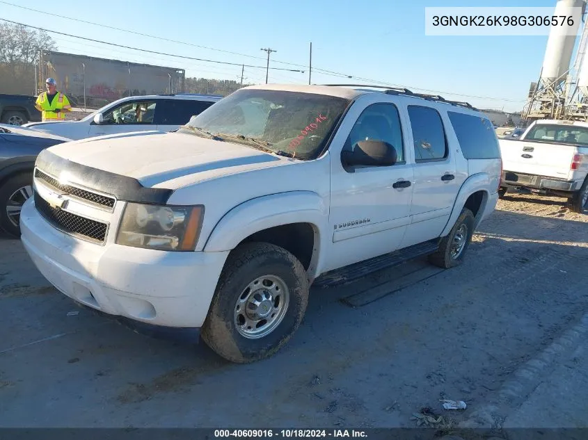 2008 Chevrolet Suburban 2500 Ls VIN: 3GNGK26K98G306576 Lot: 40609016