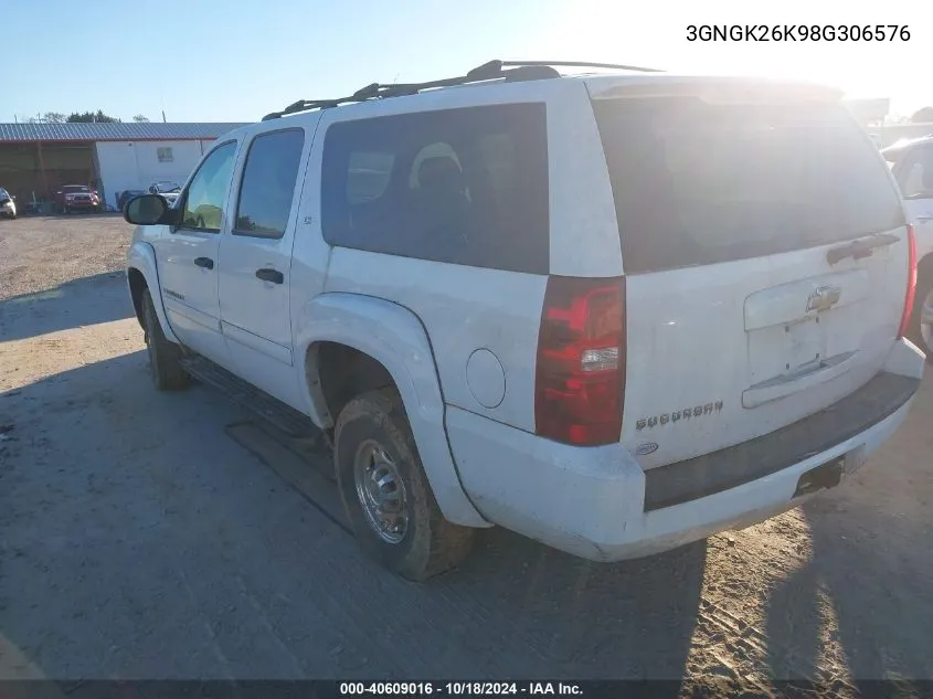 2008 Chevrolet Suburban 2500 Ls VIN: 3GNGK26K98G306576 Lot: 40609016