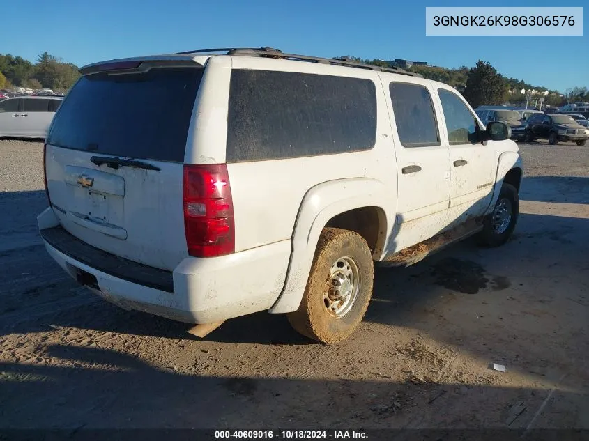 2008 Chevrolet Suburban 2500 Ls VIN: 3GNGK26K98G306576 Lot: 40609016