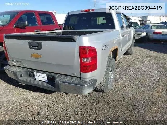 2011 Chevrolet Silverado 1500 Ls Crew Cab VIN: 3GCPKREA2BG394419 Lot: 20184112