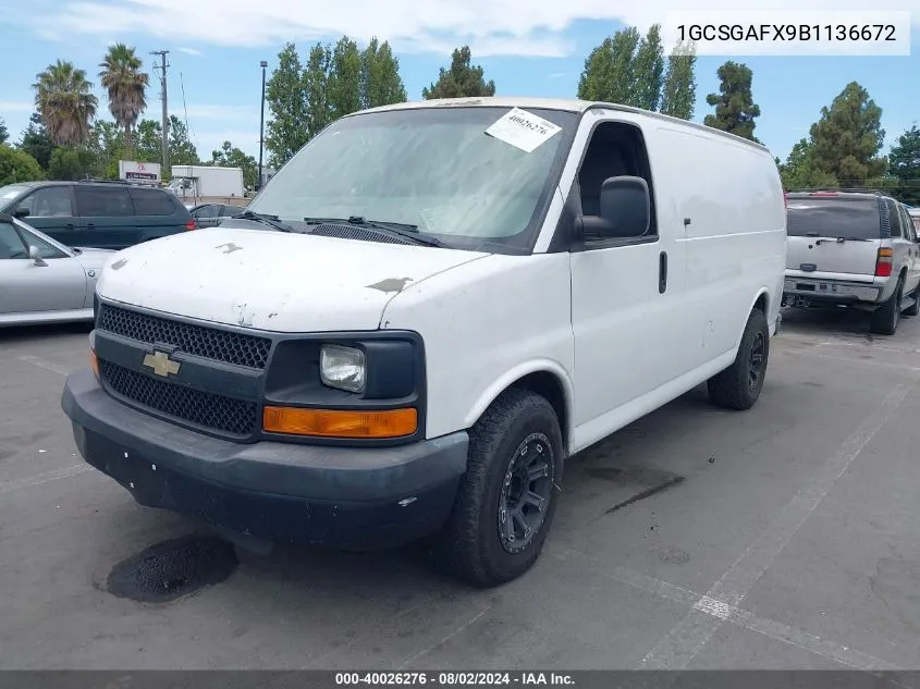 1GCSGAFX9B1136672 2011 Chevrolet Express 1500 Work Van