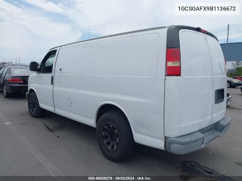 2011 Chevrolet Express 1500 Work Van VIN: 1GCSGAFX9B1136672 Lot: 40026276