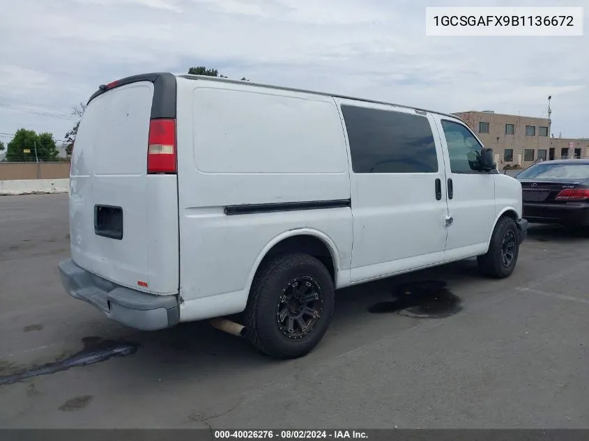 1GCSGAFX9B1136672 2011 Chevrolet Express 1500 Work Van