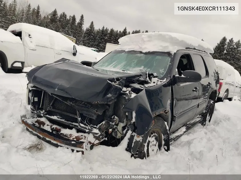 2012 Chevrolet Tahoe VIN: 1GNSK4E0XCR111343 Lot: 11922269