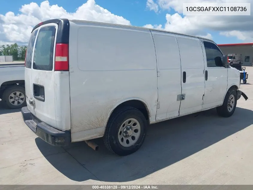 2012 Chevrolet Express 1500 Work Van VIN: 1GCSGAFXXC1108736 Lot: 40338125