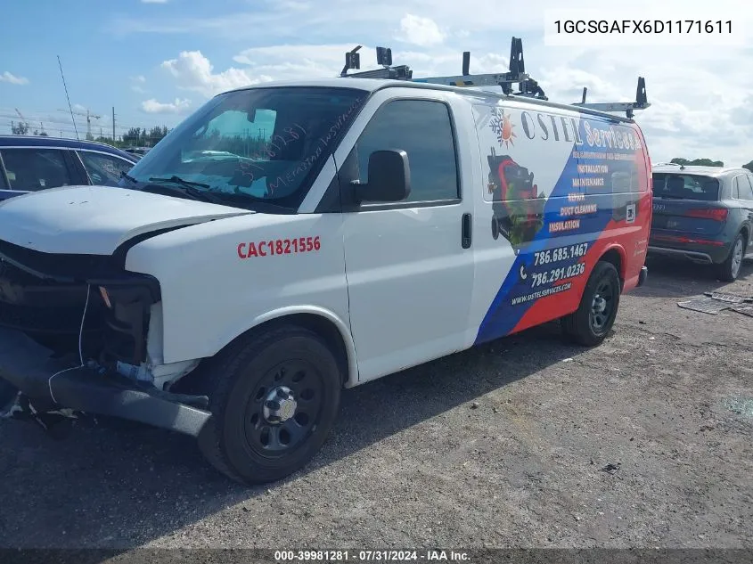 2013 Chevrolet Express 1500 Work Van VIN: 1GCSGAFX6D1171611 Lot: 39981281