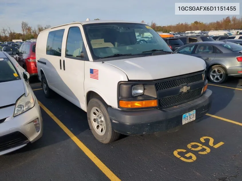 2013 Chevrolet Express 1500 Work Van VIN: 1GCSGAFX6D1151455 Lot: 40877938