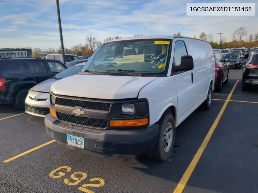 2013 Chevrolet Express 1500 Work Van VIN: 1GCSGAFX6D1151455 Lot: 40877938