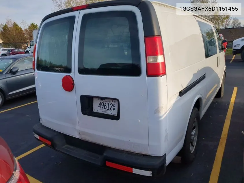 2013 Chevrolet Express 1500 Work Van VIN: 1GCSGAFX6D1151455 Lot: 40877938