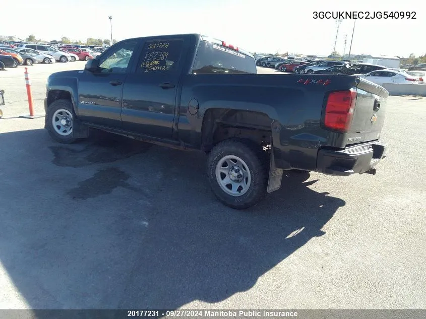 2018 Chevrolet Silverado 1500 Wt Crew Cab VIN: 3GCUKNEC2JG540992 Lot: 20177231