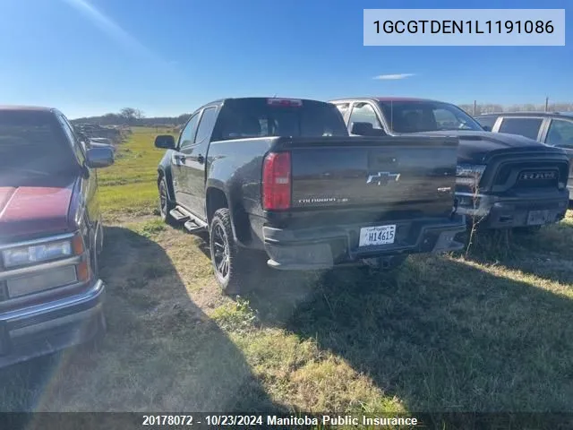 2020 Chevrolet Colorado Z71 Crew Cab VIN: 1GCGTDEN1L1191086 Lot: 20178072