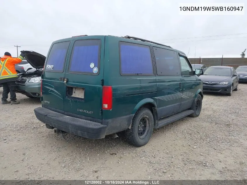 1998 Chevrolet Astro Passenger VIN: 1GNDM19W5WB160947 Lot: 12128002