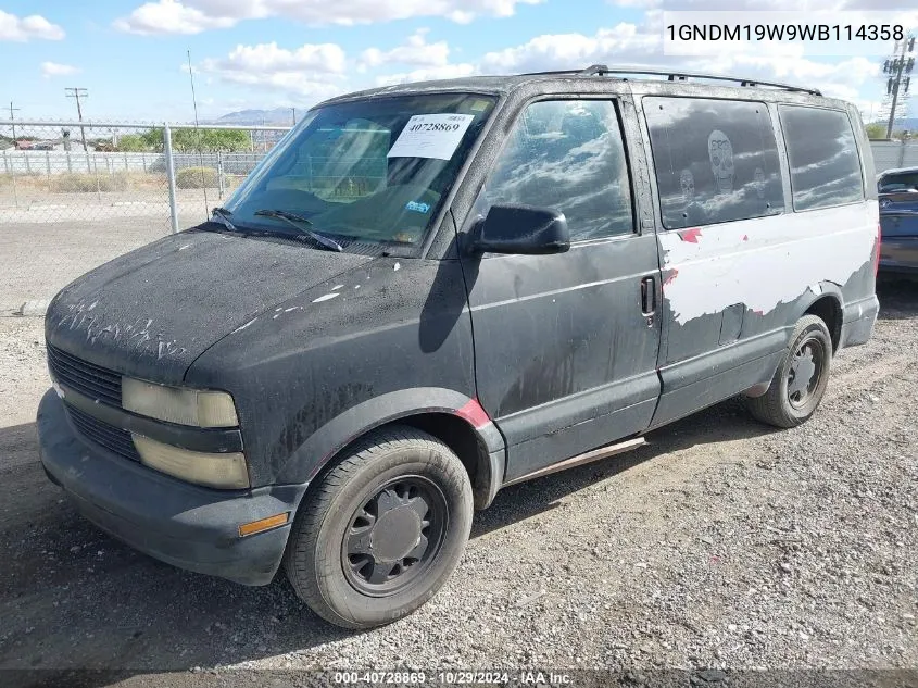 1998 Chevrolet Astro VIN: 1GNDM19W9WB114358 Lot: 40728869