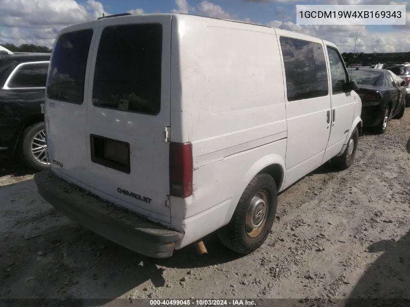 1999 Chevrolet Astro VIN: 1GCDM19W4XB169343 Lot: 40499045