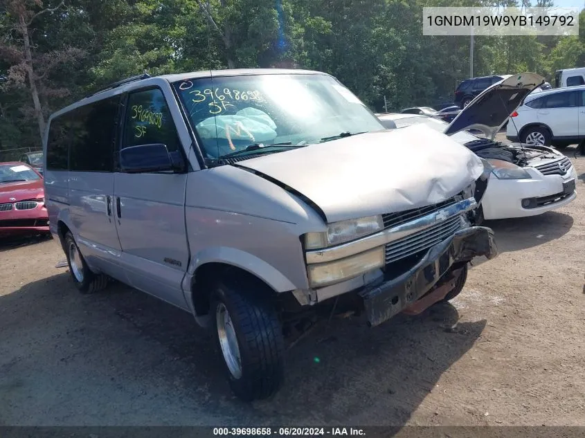 2000 Chevrolet Astro VIN: 1GNDM19W9YB149792 Lot: 39698658