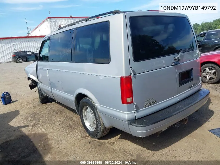 2000 Chevrolet Astro VIN: 1GNDM19W9YB149792 Lot: 39698658