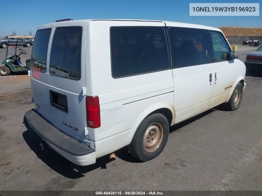 2000 Chevrolet Astro VIN: 1GNEL19W3YB196923 Lot: 40438115