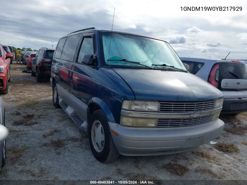 2000 Chevrolet Astro VIN: 1GNDM19W0YB217929 Lot: 40483841