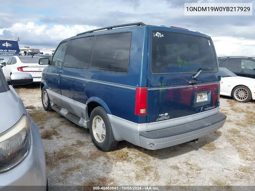 2000 Chevrolet Astro VIN: 1GNDM19W0YB217929 Lot: 40483841