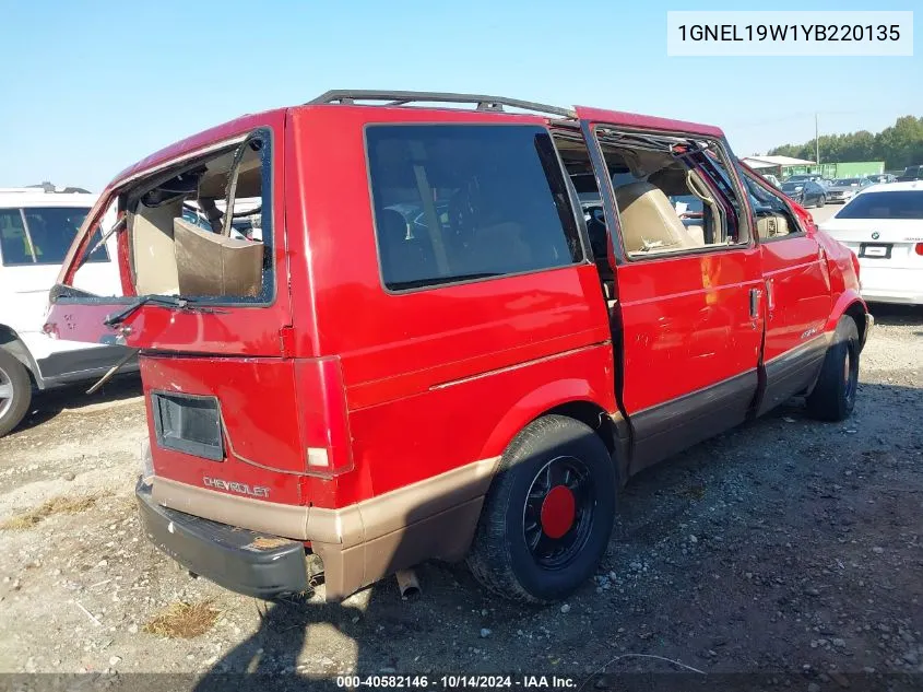 2000 Chevrolet Astro VIN: 1GNEL19W1YB220135 Lot: 40582146