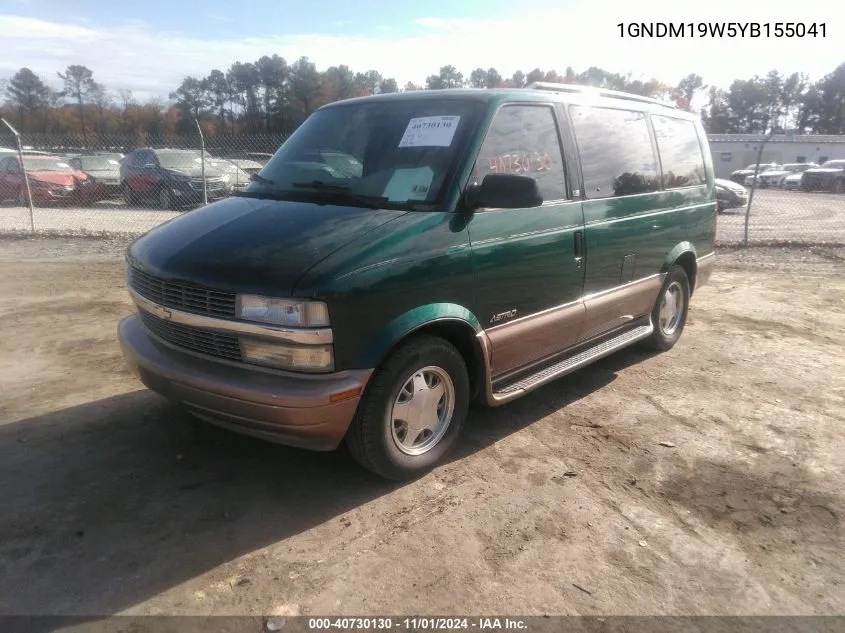 2000 Chevrolet Astro VIN: 1GNDM19W5YB155041 Lot: 40730130