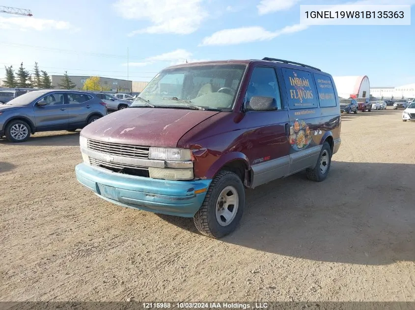 2001 Chevrolet Astro Passenger VIN: 1GNEL19W81B135363 Lot: 12115988