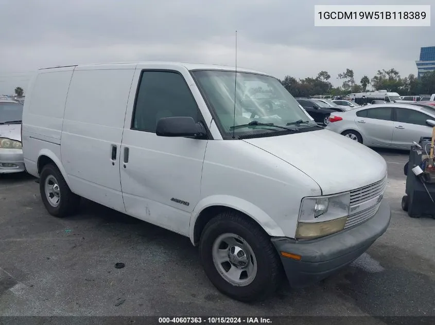 2001 Chevrolet Astro VIN: 1GCDM19W51B118389 Lot: 40607363