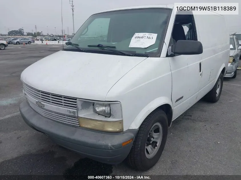 2001 Chevrolet Astro VIN: 1GCDM19W51B118389 Lot: 40607363