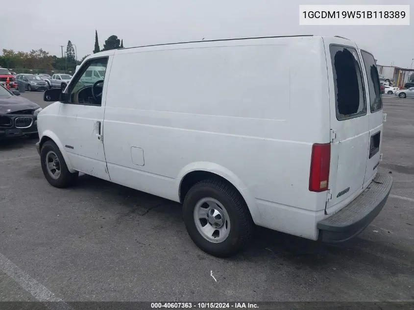 2001 Chevrolet Astro VIN: 1GCDM19W51B118389 Lot: 40607363