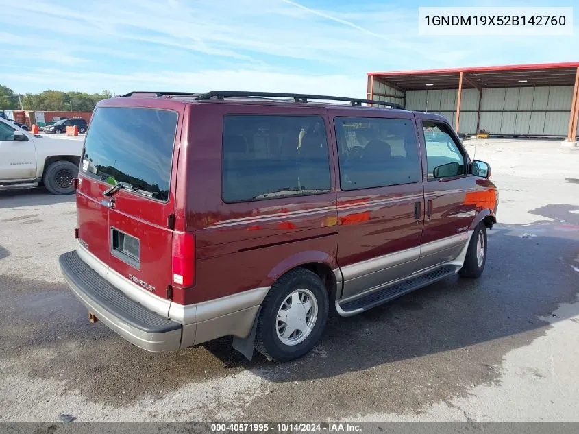 2002 Chevrolet Astro Ls VIN: 1GNDM19X52B142760 Lot: 40571995