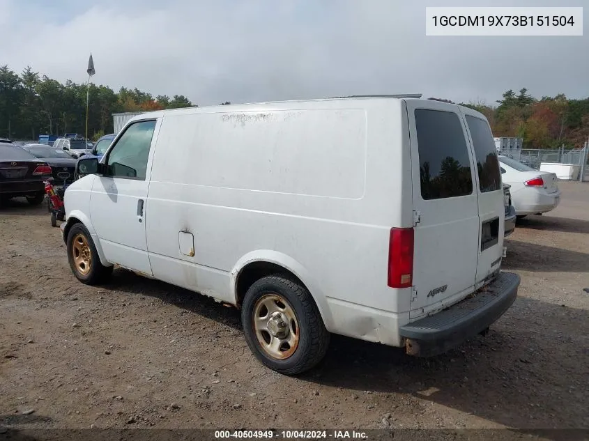 2003 Chevrolet Astro VIN: 1GCDM19X73B151504 Lot: 40504949