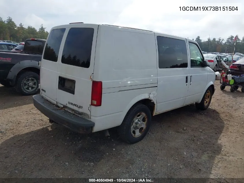 2003 Chevrolet Astro VIN: 1GCDM19X73B151504 Lot: 40504949