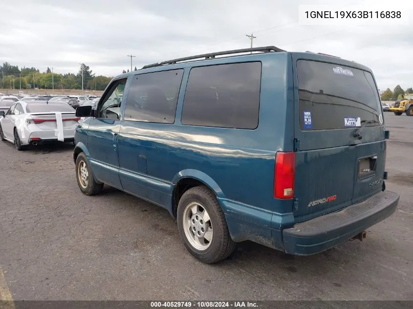 2003 Chevrolet Astro VIN: 1GNEL19X63B116838 Lot: 40529749