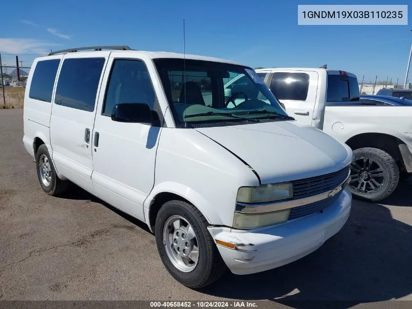 2003 Chevrolet Astro VIN: 1GNDM19X03B110235 Lot: 40658452