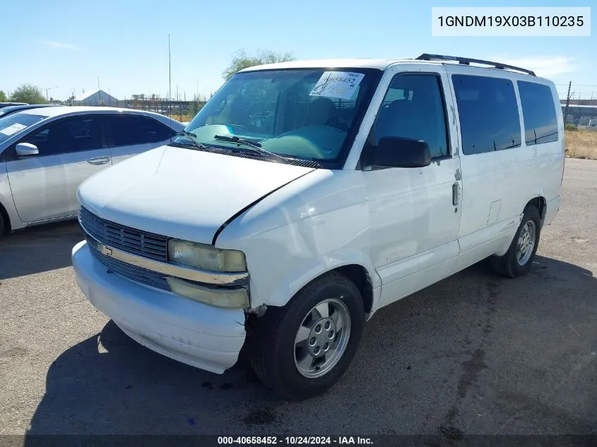 2003 Chevrolet Astro VIN: 1GNDM19X03B110235 Lot: 40658452