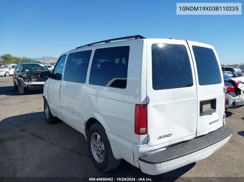 2003 Chevrolet Astro VIN: 1GNDM19X03B110235 Lot: 40658452